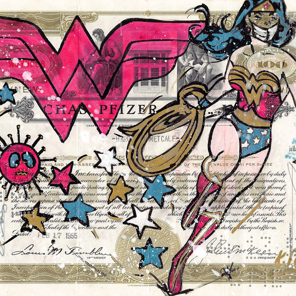 Wonder Woman VS Covid by Katia Ferrari - Signature Fine Art